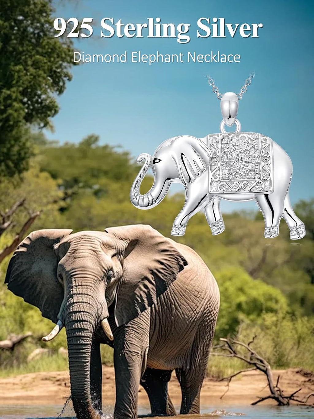 ZBA Natural Diamond Animal Necklaces for Women, 18k Gold Plated 925 Sterling Sliver Fine Jewelry Meaningful Gifts (Color F-G/Clarity I1-I2)