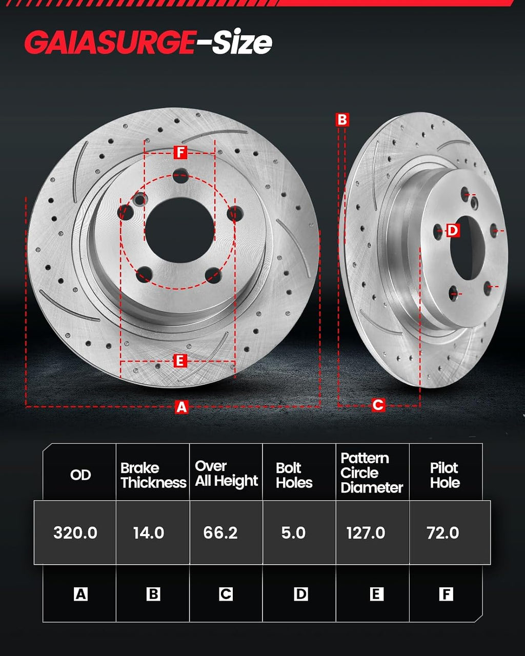 Brake Pads And Rotors Kit Compatible With 2005-2010 Jeep Grand Cherokee, 2006-2010 Commander, Rear Automotive Replacement Brake Kits Drilled And Slotted Rotors 320mm(12.6in) 53027 D1041-7945