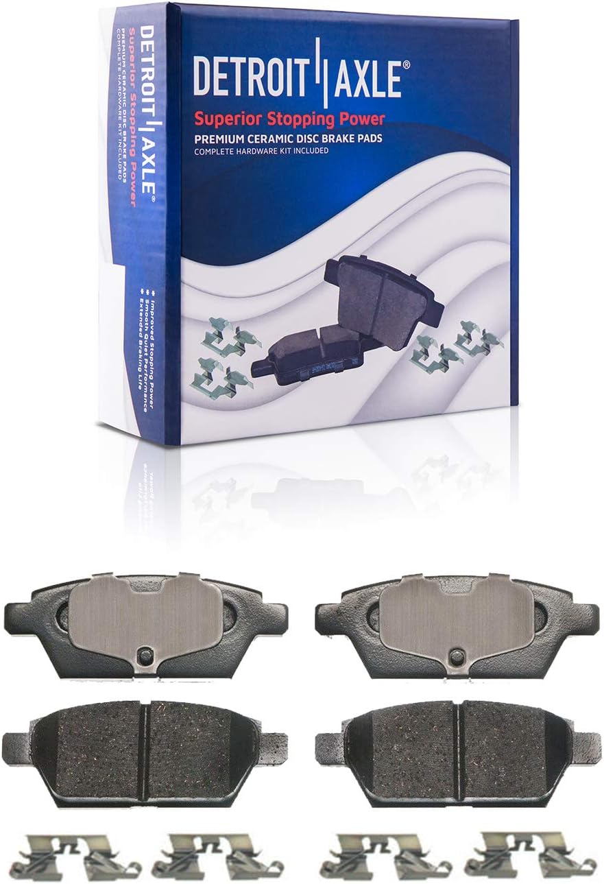 Detroit Axle - Rear Drilled Rotors Brake Pads Left Caliper Replacement for Ford Fusion Lincoln MKZ Zephyr Mazda 6 Mercury Milan - 5pc Set