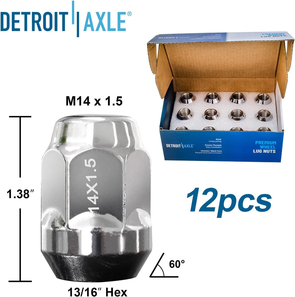 Detroit Axle - 4WD Front Drilled Rotors Brake Pads Wheel Hub Bearings w/ 24pc Lug Nuts Replacement for K1500 K2500 Escalade Tahoe Yukon - 30pc Set