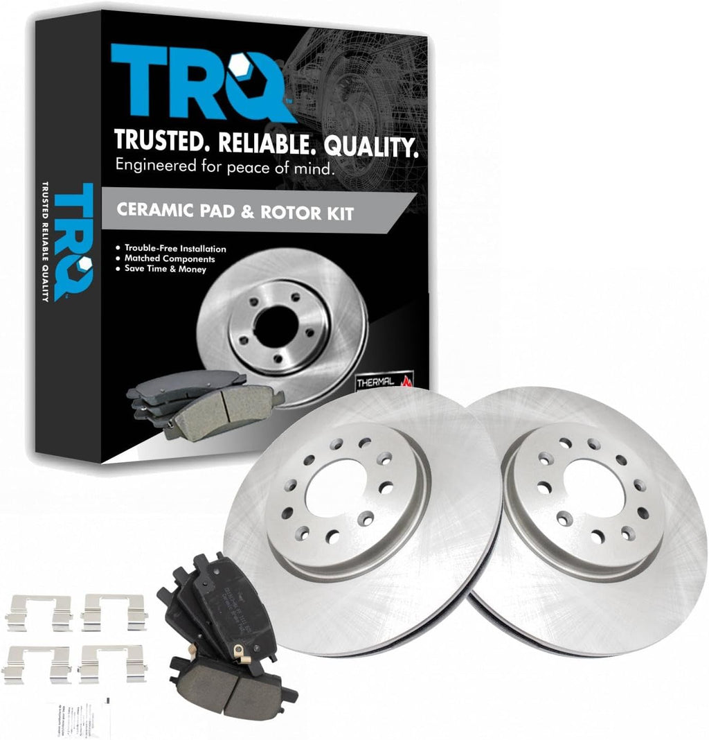 TRQ Front Brake Pad and Rotor Set Ceramic Vented Rotors Compatible with 2017-2019 Buick LaCrosse 2018-2019 Regal Sportback Regal TourX 2018-2021 Chevrolet Equinox GMC Terrain