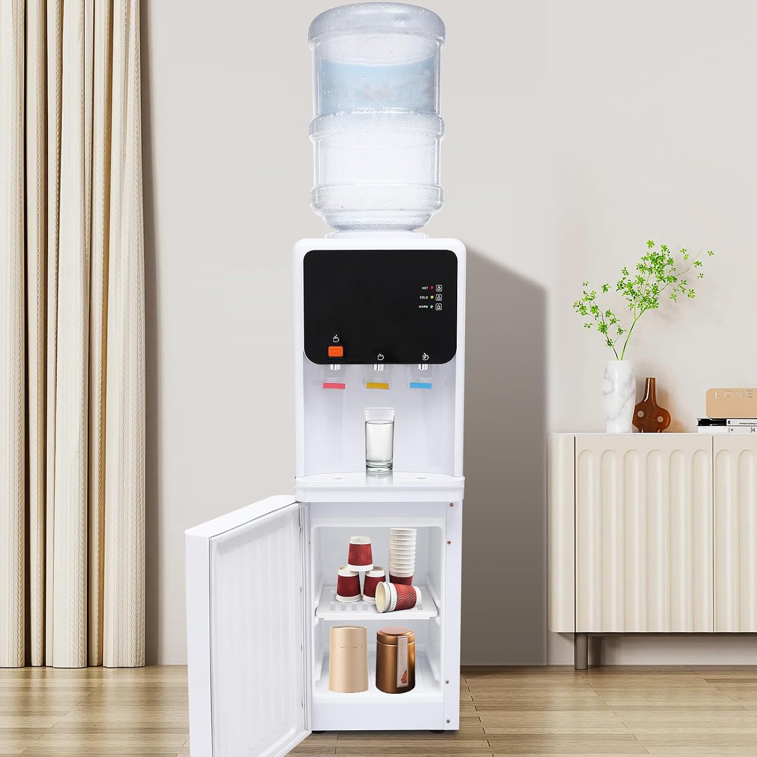 Top Loading Countertop Water Dispenser, Touch Water Dispenser, 4 Gallon 110V 500W Hot and Cold Water Dispenser Countertop for Home, Office and School Long Press to Increase Water Temperature