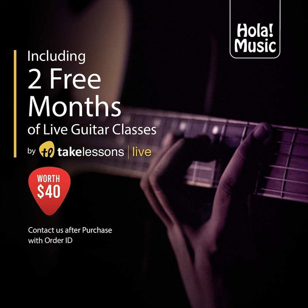 Classical Guitar 4/4, Full Size 39 Inch Wooden Guitar with Soft Nylon Strings by Hola! Music, Natural Gloss Finish - FREE Padded Gig Bag Included
