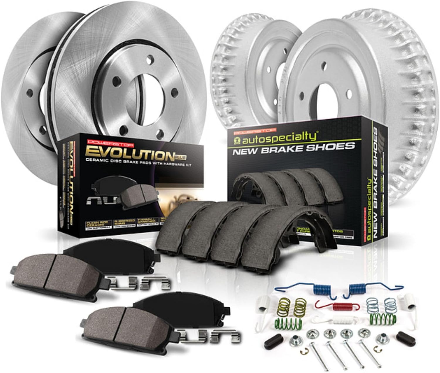 POWERSTOP Front and Rear Stock Replacement Brake Rotors and Drums with Brake Pads and Shoe Brake Kit For Nissan Sentra 2013-2019 [Vehicle Specific]