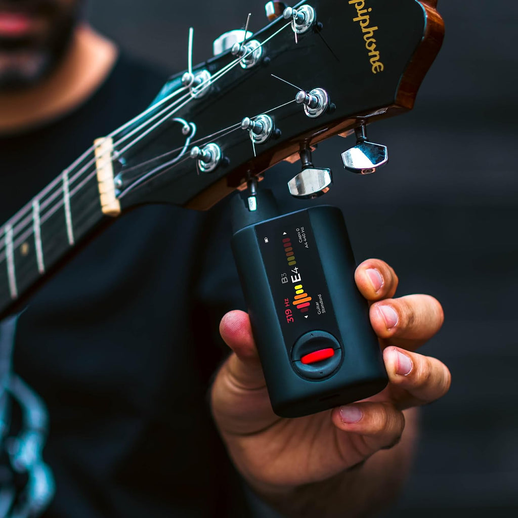 Roadie 4 Smart Automatic Guitar & Ukulele Tuner | 150+ Preset Tunings for Acoustic, Electric, 12-String Guitars, Banjo, Mandolin with Built-in Metronome, String Winder and Signature Power Bundle