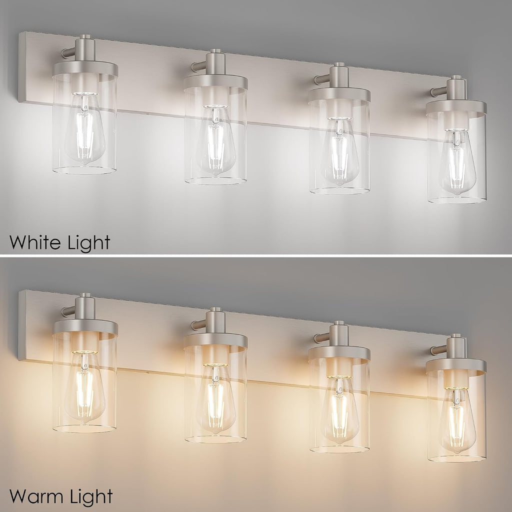 Aipsun Brushed Nickel Bathroom Light Fixtures 4 Lights Vanity Light for Bathroom Lighting Fixtures Over Mirror(Exclude Bulb)