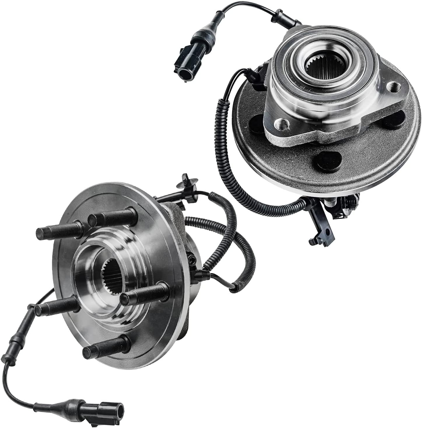 Detroit Axle - Pair Front Wheel Bearing Hub Assemblies and Drilled and Slotted Disc Brake Kit Rotors w/Ceramic Pad Kit for 2006-2010 Ford Explorer Mercury Mountaineer 2007-2010 Explorer Sport Trac