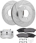 Detroit Axle - 4WD Front Drilled Rotors Brake Pads Right Caliper Replacement for 2005-2008 Ford F-150 Mark LT - 5pc Set
