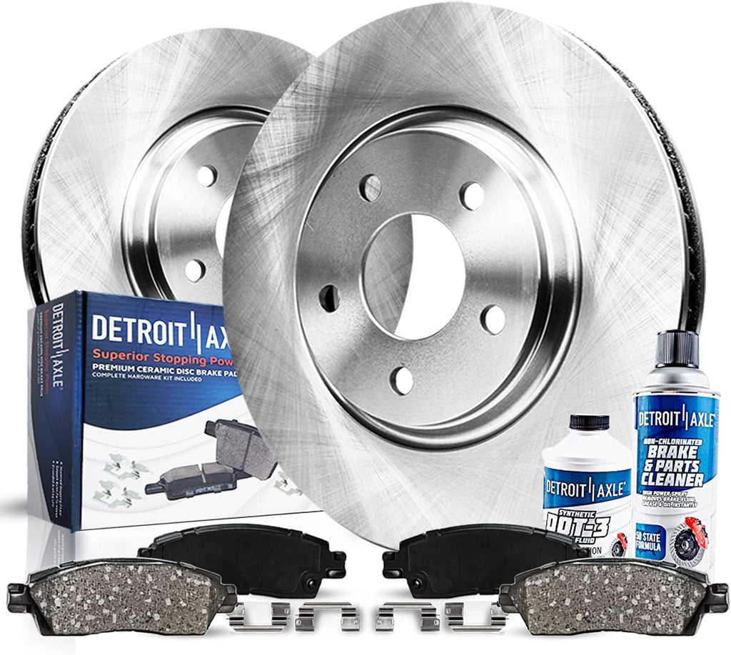 Detroit Axle - Front Brake Kit for INFINITI G37 M37 FX50 M56 Q50 Q60 Q70 Q70L QX70 Nissan 370Z Brake Rotors and Ceramic Brakes Pads Replacement: 13.98' inch Rotors