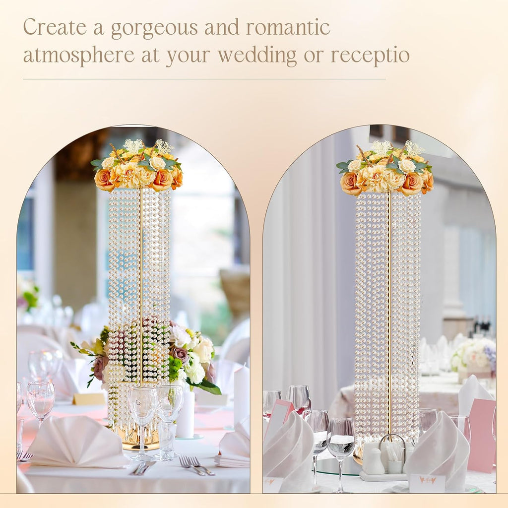 Geetery Luxurious Crystal Flower Stands - Set of 6, 35.4 Inch Tall Metal Wedding Centerpieces and Home Decor