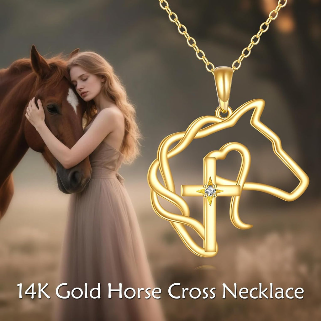 KECHO Christmas Gifts 14k Solid Gold Animals Necklace for Women Giraffe Bee Elephant Ladybug Koala Axolotl Horse Unicorn Cat Necklaces Pendant Jewelry Mothers Day Birthday for Mom Wife Friends