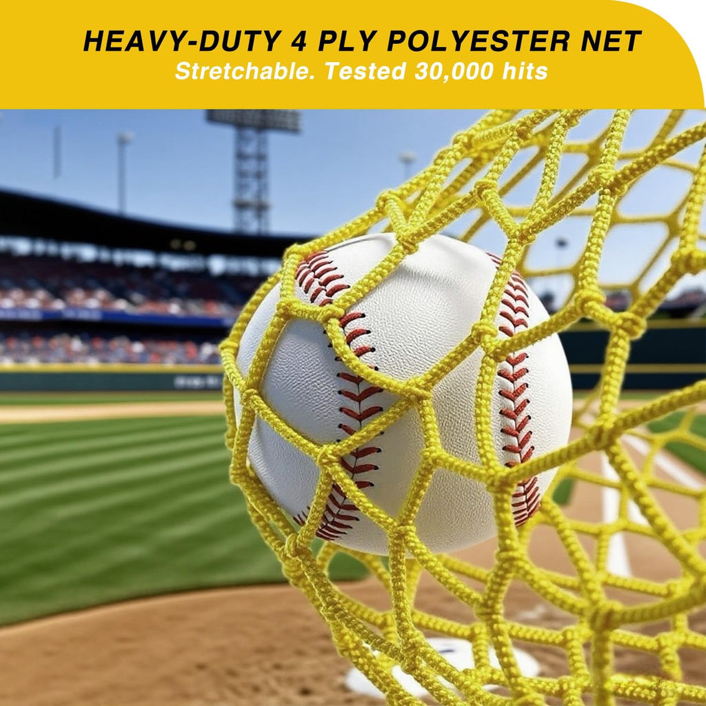 Upgraded 22ft x 12ft x 8ft Baseball & Softball Batting Cage Net with Pitching Machine Hole, 4ply 1.25'' Anti-Tear Netting, 13.4MM Fibreglass Poles, Portable Carry Bag