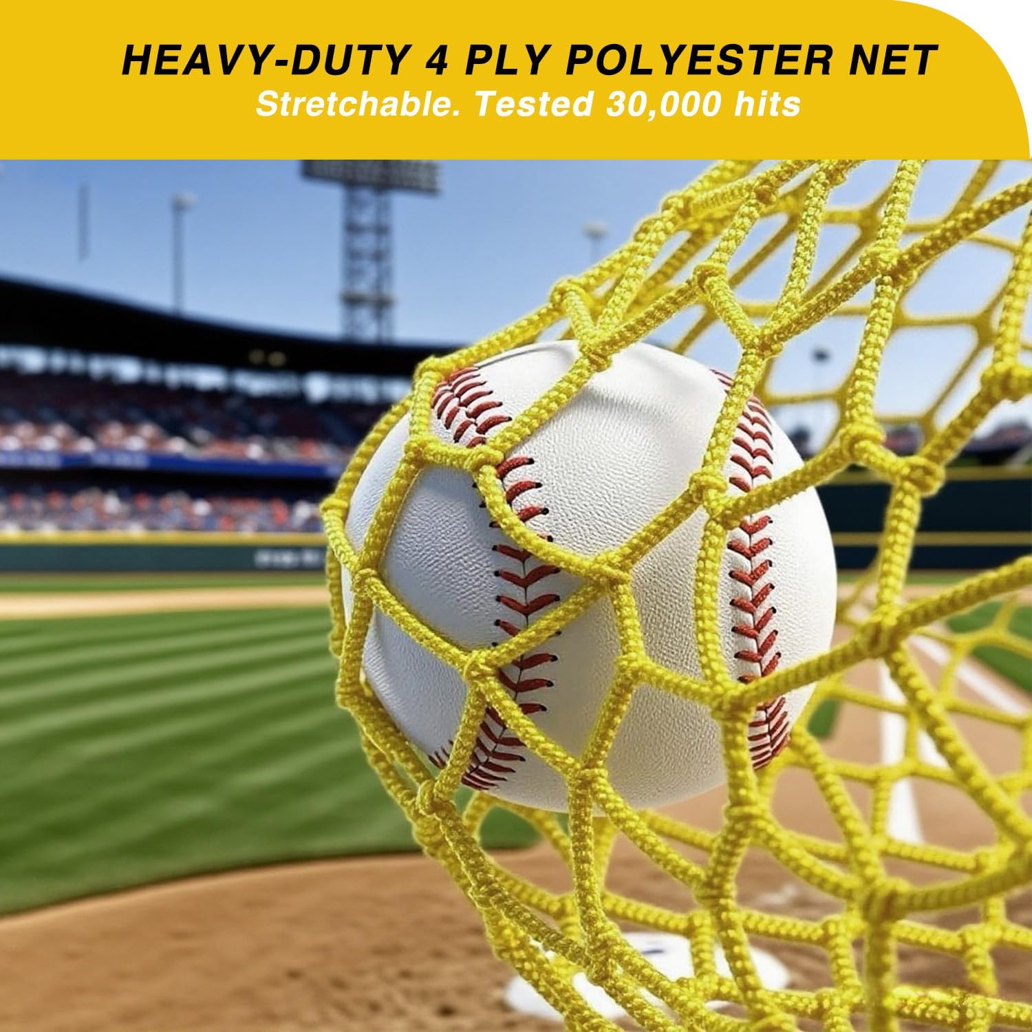 Upgraded 22ft x 12ft x 8ft Baseball & Softball Batting Cage Net with Pitching Machine Hole, 4ply 1.25'' Anti-Tear Netting, 13.4MM Fibreglass Poles, Portable Carry Bag