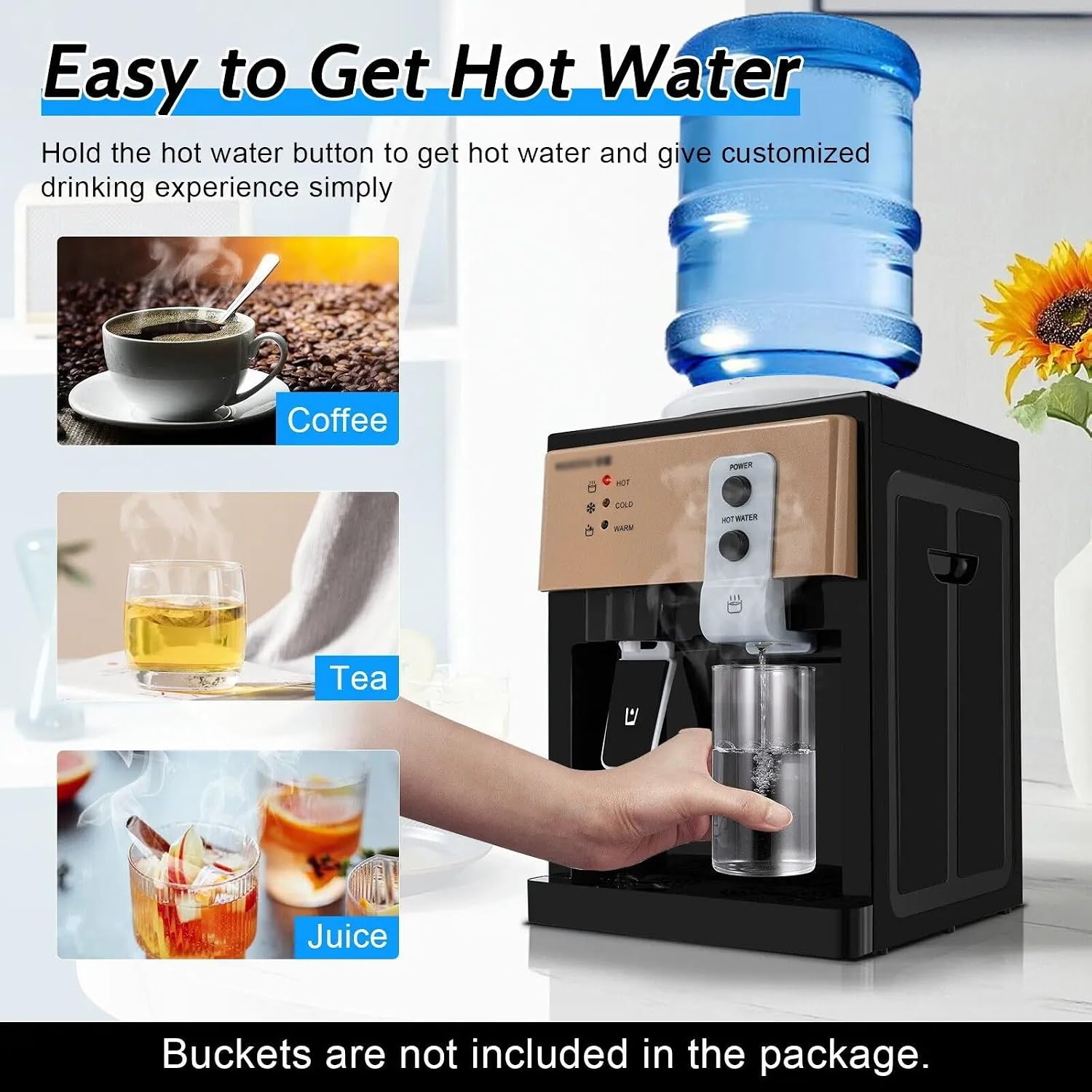 Water Dispenser 5 Gallon Freestanding Top Loading Countertop Water Dispenser Warm & Hot & Cold Cooler Home Office Use