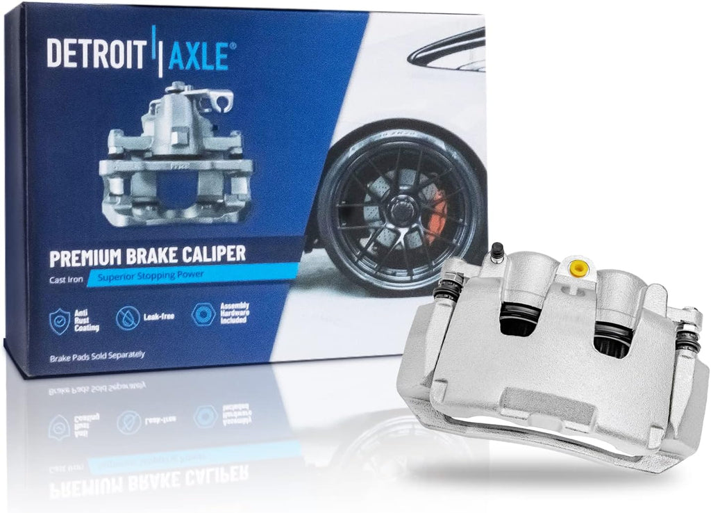 Detroit Axle - Front Drilled Rotors Ceramic Brake Pads Left Brake Caliper Replacement for Mitsubishi Raider Dodge Dakota - 5pc Set