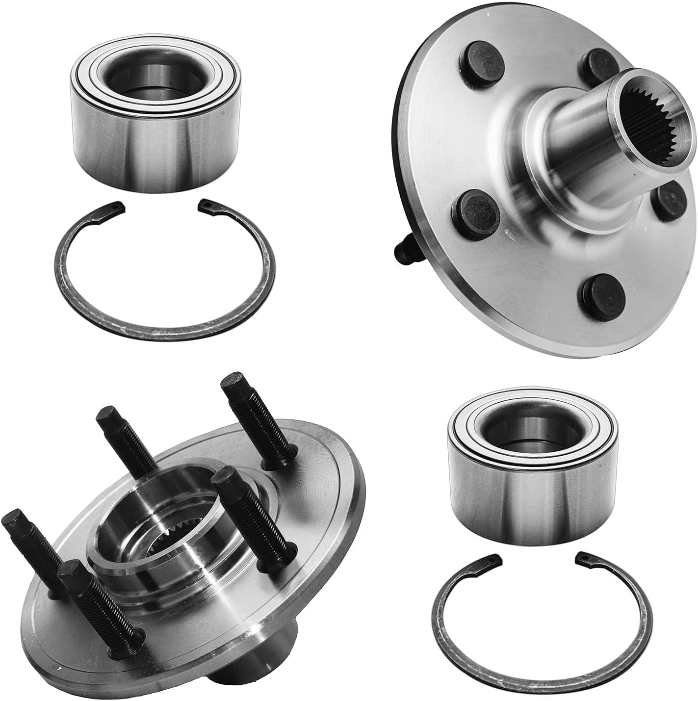 Detroit Axle - Rear Brake Kit for 06-10 Mercury Mountaineer Ford Explorer Sport Trac, Drilled & Slotted Disc Brake Rotors Ceramic Brake Pads Wheel Bearing & Hubs 2006 2007 2008 2009 2010 Replacement