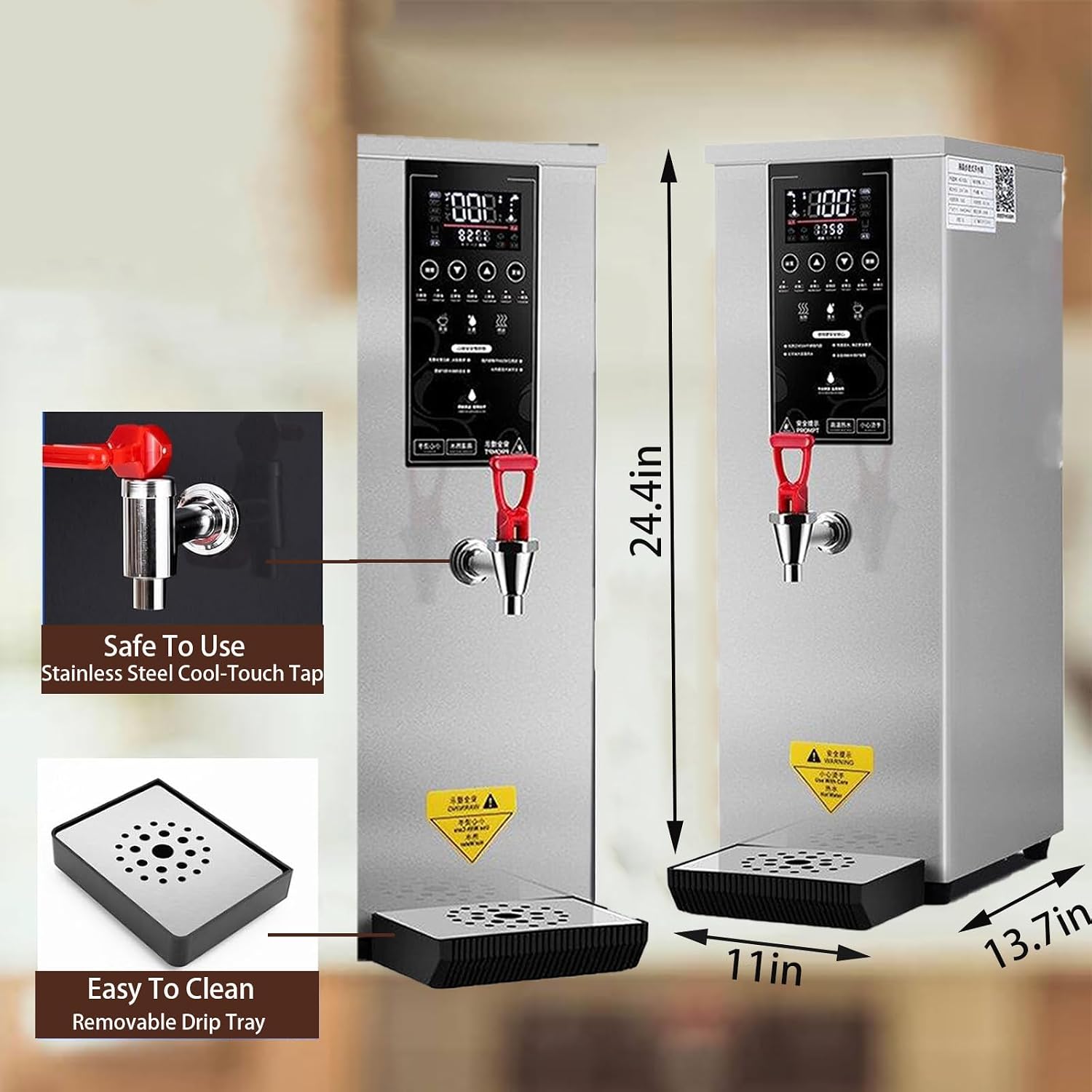 Step-Heating Commercial Hot Water Dispenser, 25L Countertop Hot Water Dispenser Electric Commercial Boiling Water Machine for Tea Coffee Shop Dessert Shop Hotel,Black