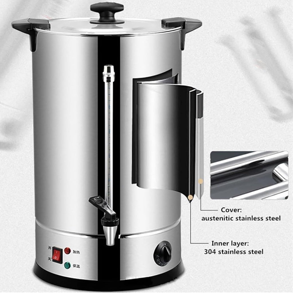 Commercial Coffee Urn, Hot Water Boiler & Dispenser With Cover And Spigot Ideal Ideal For Home Brewing, Commercial Or Office Use(8L)