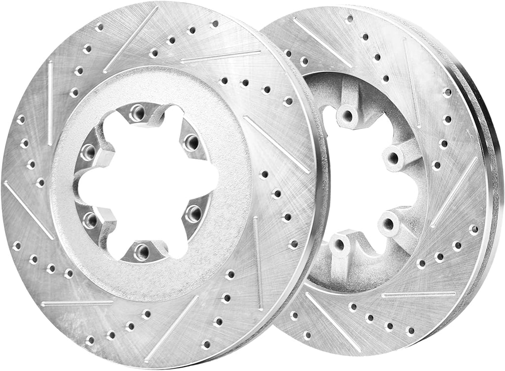 Detroit Axle - RWD Front Brake Kit for 09-12 Chevrolet Colorado GMC Canyon, Drilled & Slotted Brake Rotors Ceramic Brake Pads Wheel Bearing and Hubs 2009 2010 2011 2012 Replacement