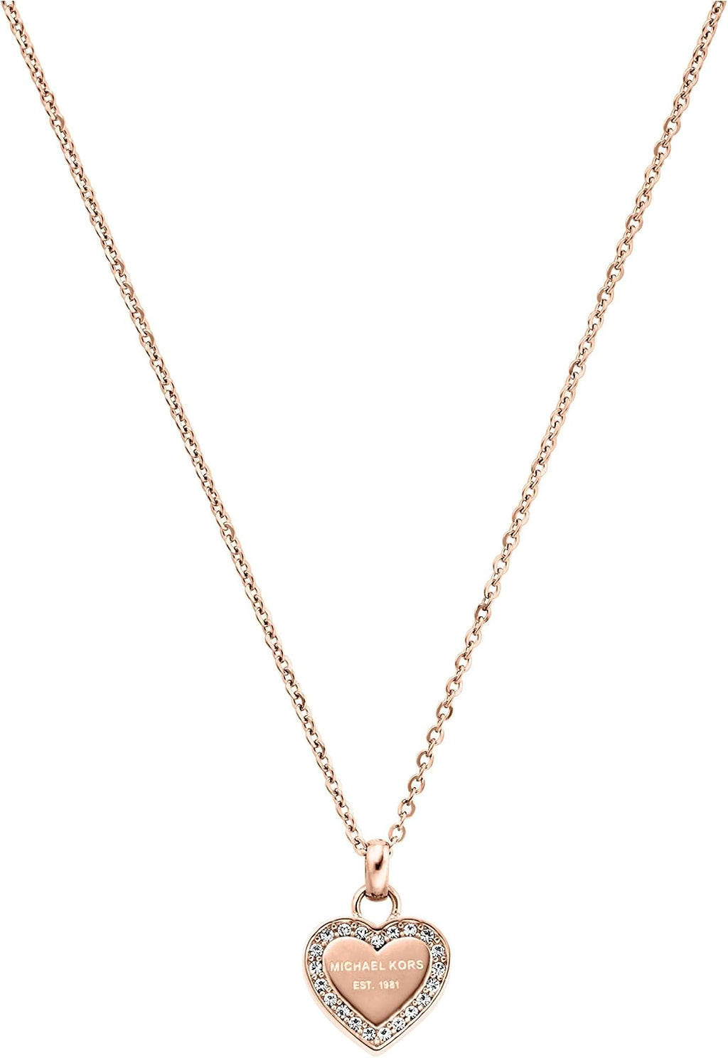 Michael Kors Parker Stainless Steel Watch with Glitz Accents Logo Gold-Tone and Crystal Pendant Necklace