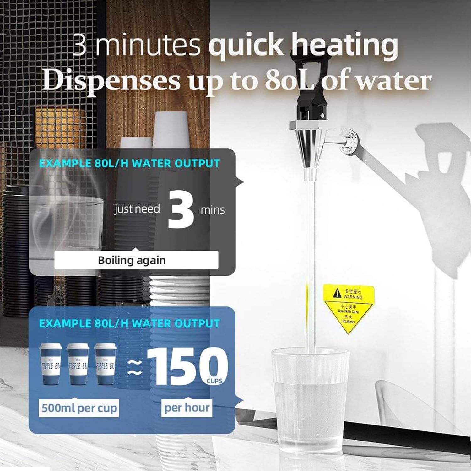 Hot water dispenser 2500W commercial Kettle Combination Automatic Water Boilers Warmers With LCD Display Step-Heating Hot Water Dispenser Countertop,60L