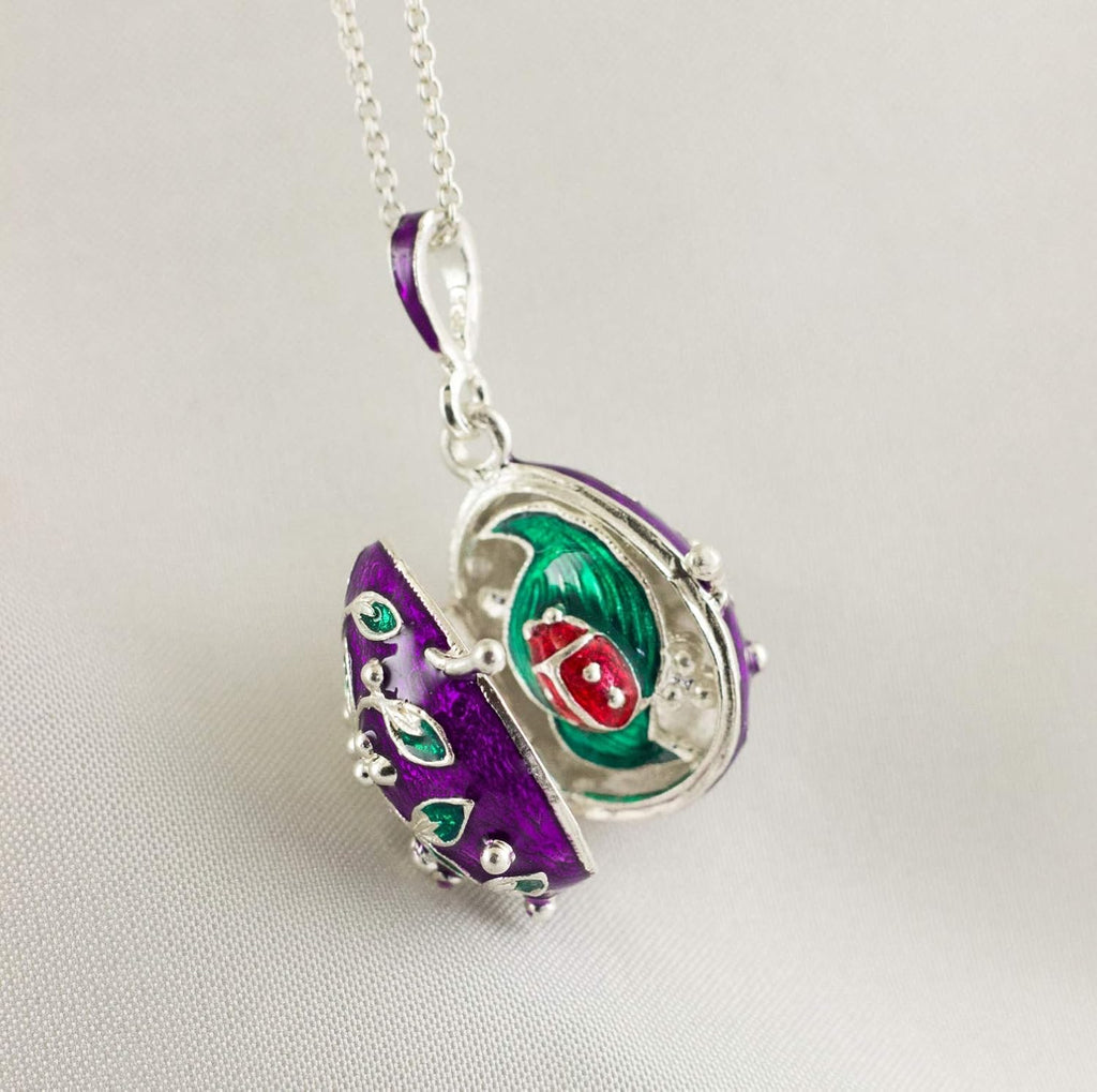 Locket Ladybug Surprise Red Green Enamel Jewelry Sterling Silver Gold Vermeil Necklace Pendant for Women