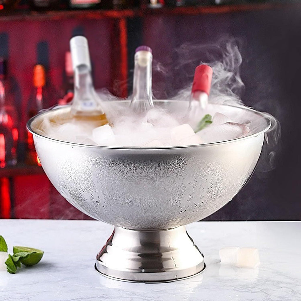 Ice Buckets 13.5L Stainless Steel Insulated Metal Ice Bucket, Large Ice Buckets for Parties, Beverage Tub/Ice Bucket Champagne Buckets for Business and Family Party Insulated Ice Bucket ( Color : Silv