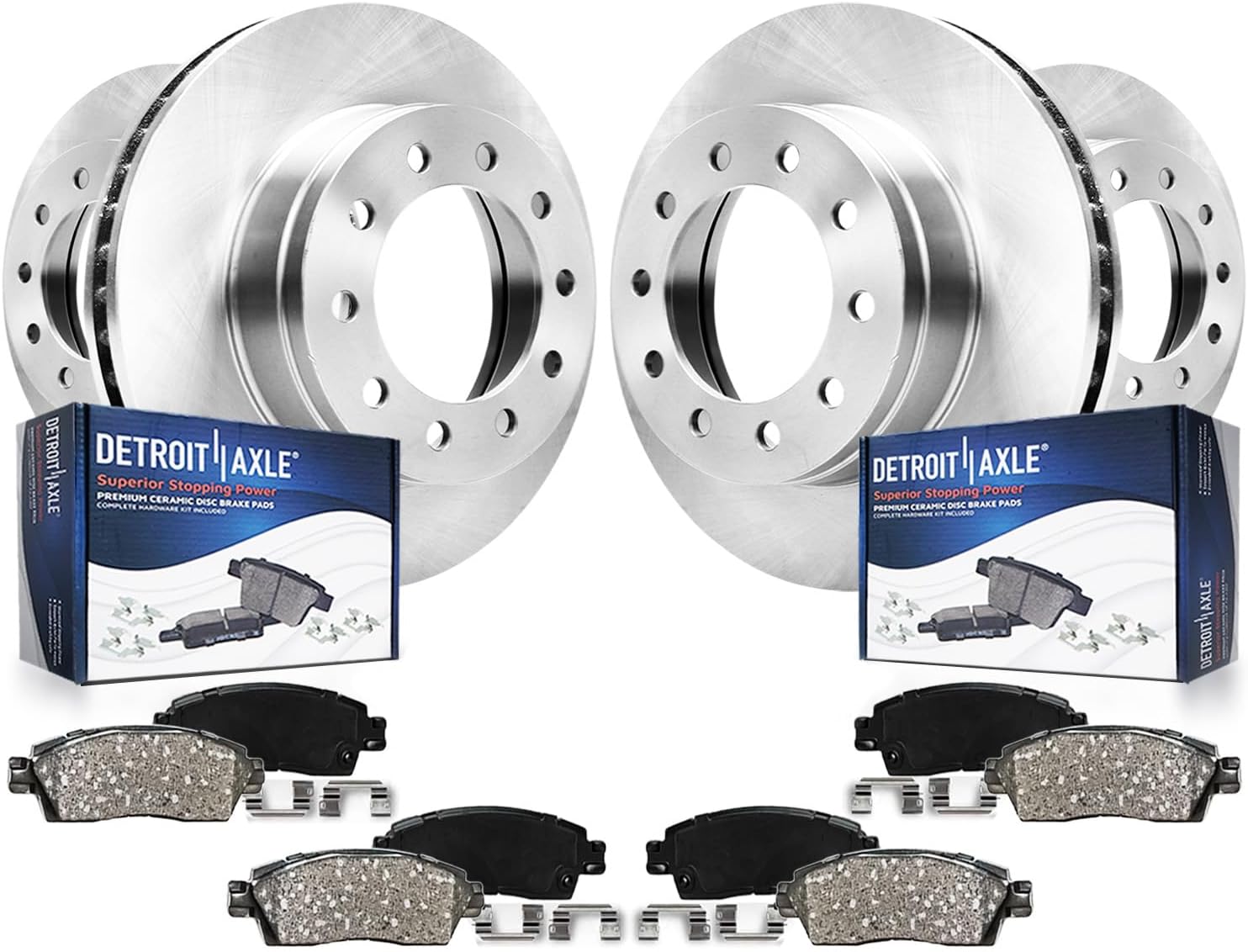 Detroit Axle - 8pc Brake Kit for 2013-2024 Ram 4500 5500, 15.35' inch Front and Rear Disc Brake Rotors Ceramic Brakes Pads with Hardware 2014 2015 2016 2017 2018 2019 2020 2021 2022 2023 Replacement