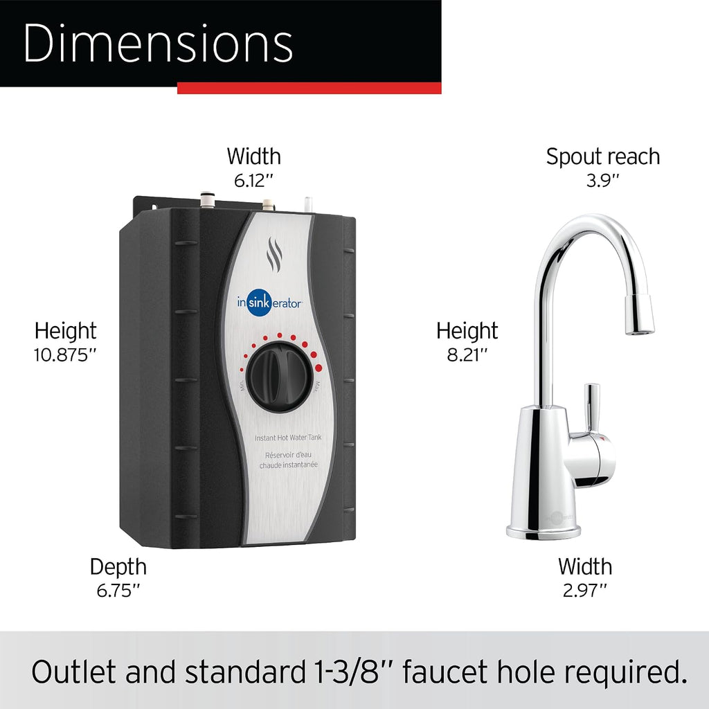 InSinkErator Stainless Steel Tank, H250C-SS HOT250 System, Single-Handle Faucet in Chrome with2/3-Gallon Instant Hot Water Dispenser