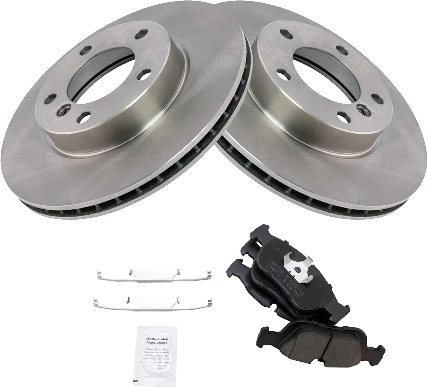 TRQ Front Brake Pad and Rotor Set Ceramic Compatible with 1992-1998 BMW 318i 1993-1997 318is 1992-1995 325i 325is 1996-1998 328i 1996-1999 328is