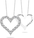 Heart Pendant Necklace for Her Moissanite Lab-Created Gem Jewelry for Women I Love You S925 Sterling Silver Gifts to Wife Girlfriend Mom Daughter Anniversary Birthday Christmas Valentines Day