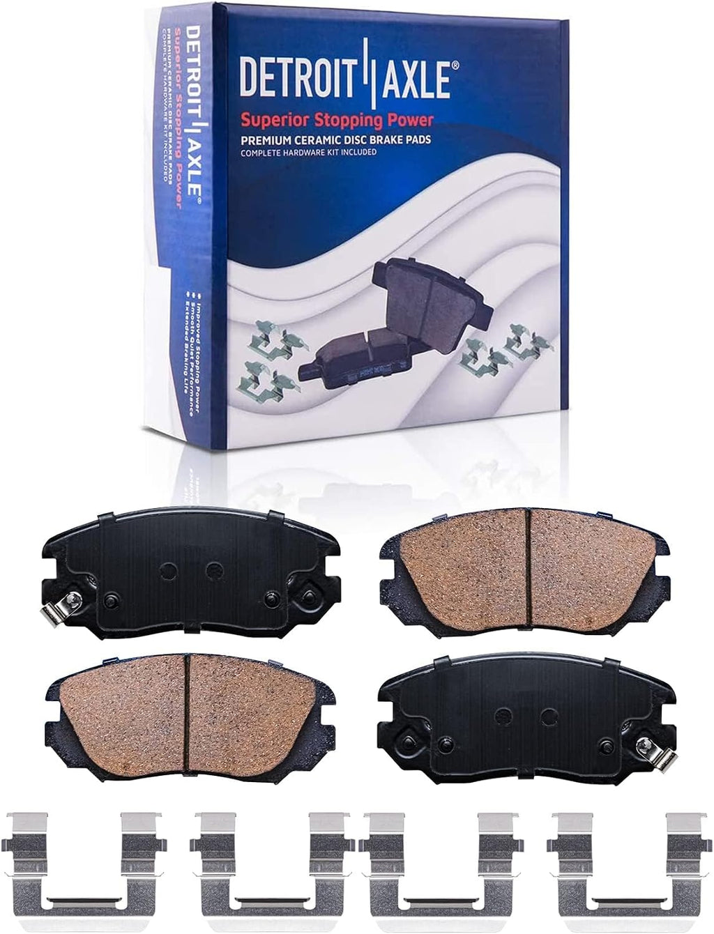 Detroit Axle - Brake Kit for 10-17 Chevy Equinox GMC Terrain, Front and Rear Drilled & Slotted Brake Rotors Ceramic Brake Pads Wheel Bearing Hubs 2010 2011 2012 2013 2014 2015 2016 2017 Replacement