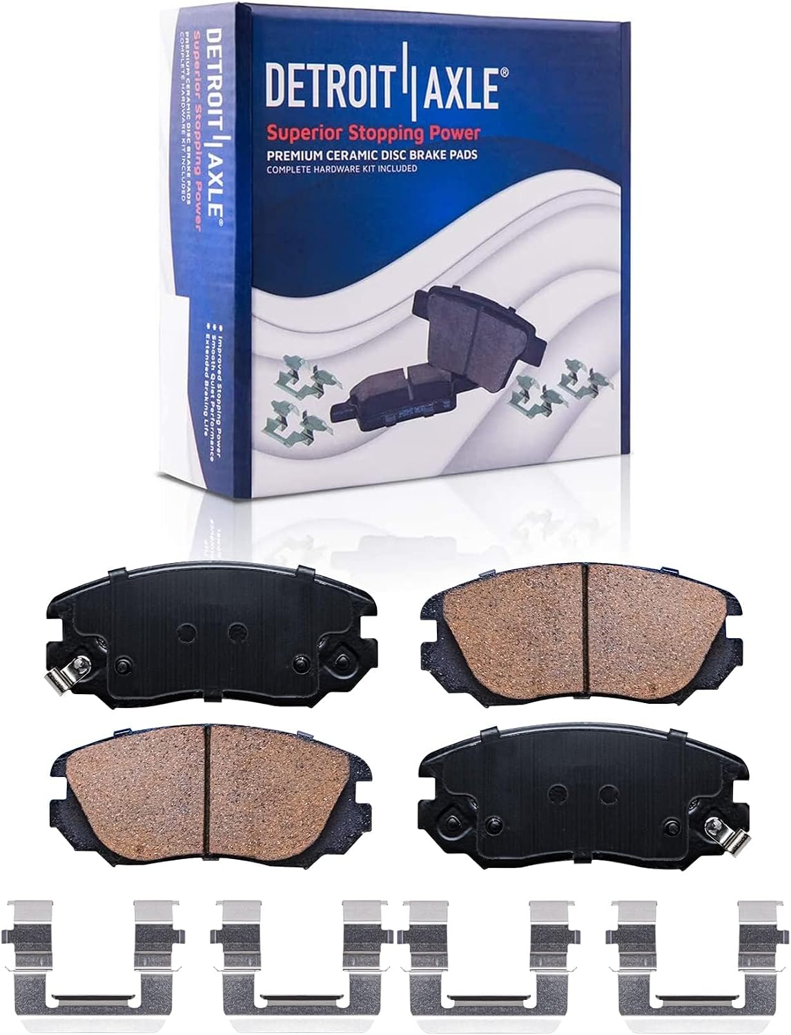 Detroit Axle - Brake Kit for 10-17 Chevy Equinox GMC Terrain, Front and Rear Drilled & Slotted Brake Rotors Ceramic Brake Pads Wheel Bearing Hubs 2010 2011 2012 2013 2014 2015 2016 2017 Replacement