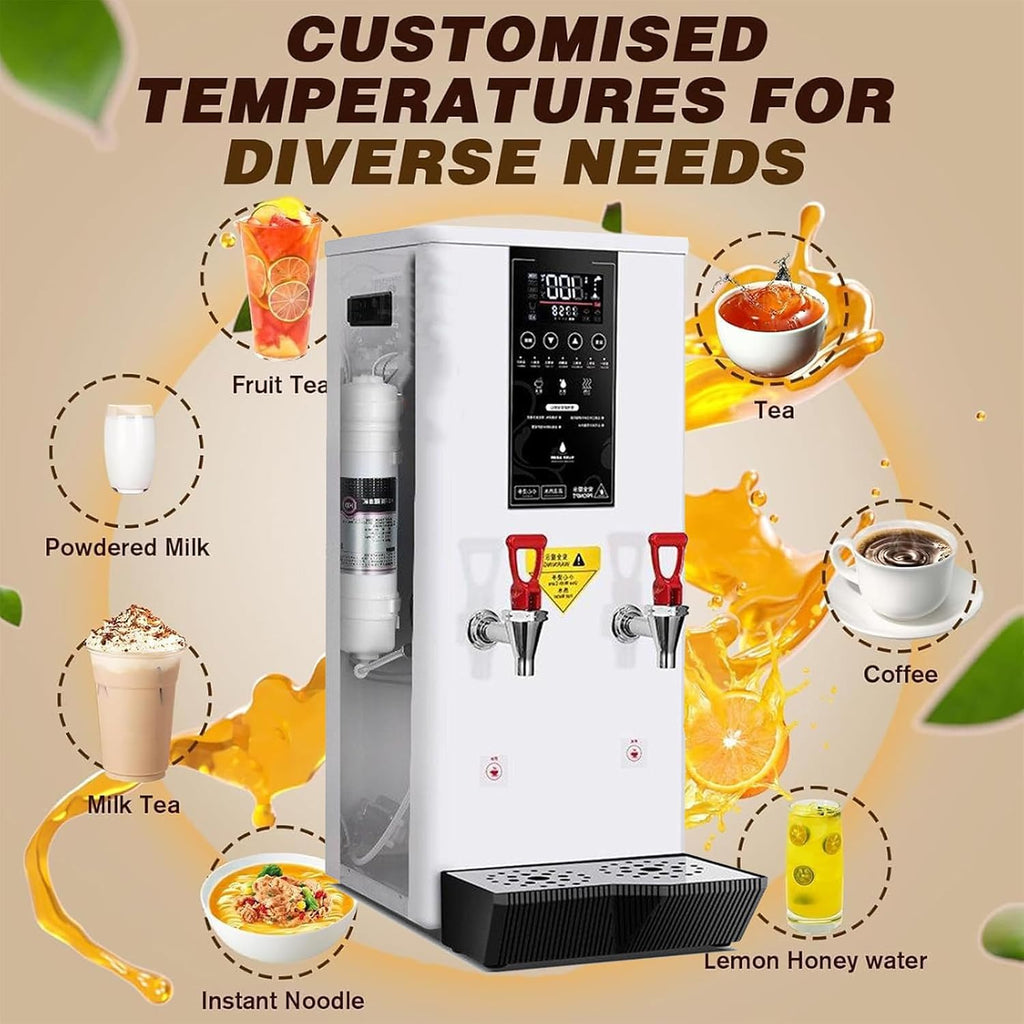 Electric Commercial Hot Water Dispenser 3000W, 45 L/H Countertop Water Boiler for Hot Drinks, Water Boiler Dispenser with LCD Touch Screen,White-Cold hot
