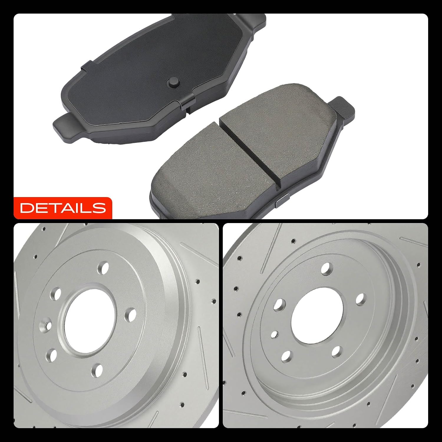 A-Premium 12.99 inch(330mm) Rear Drilled and Slotted Disc Brake Rotors+Ceramic Pads Kit Compatible with Ford & Lincoln Models - Edge/MKX 2011-2012, Explorer 12-19, Flex 09-19, MKS 09-12, Taurus 10-19