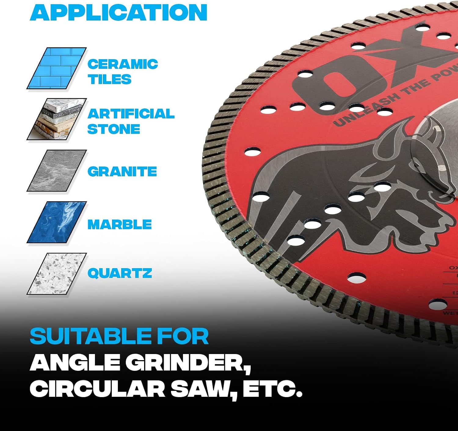 OX Tools 12 inch Universal Dry/Wet Cutting Diamond Blade for Concrete Saw, Cuts Concrete, Granite, Metal, Natural Stone, and Tiles - 20mm - 1 inch Bore, Continuous Turbo Segments, OX-PU10-12