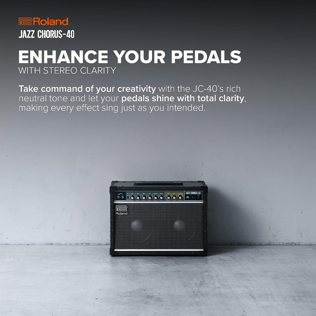 Roland JC-40 Jazz Chorus | Compact Guitar Amp | Iconic JC Clean Tone | Signature Dimensional Space Chorus Effect | Powerful 40-Watt Stereo Amp | Dual 10' Speakers | Enhances Pedals, Multi-FX & More