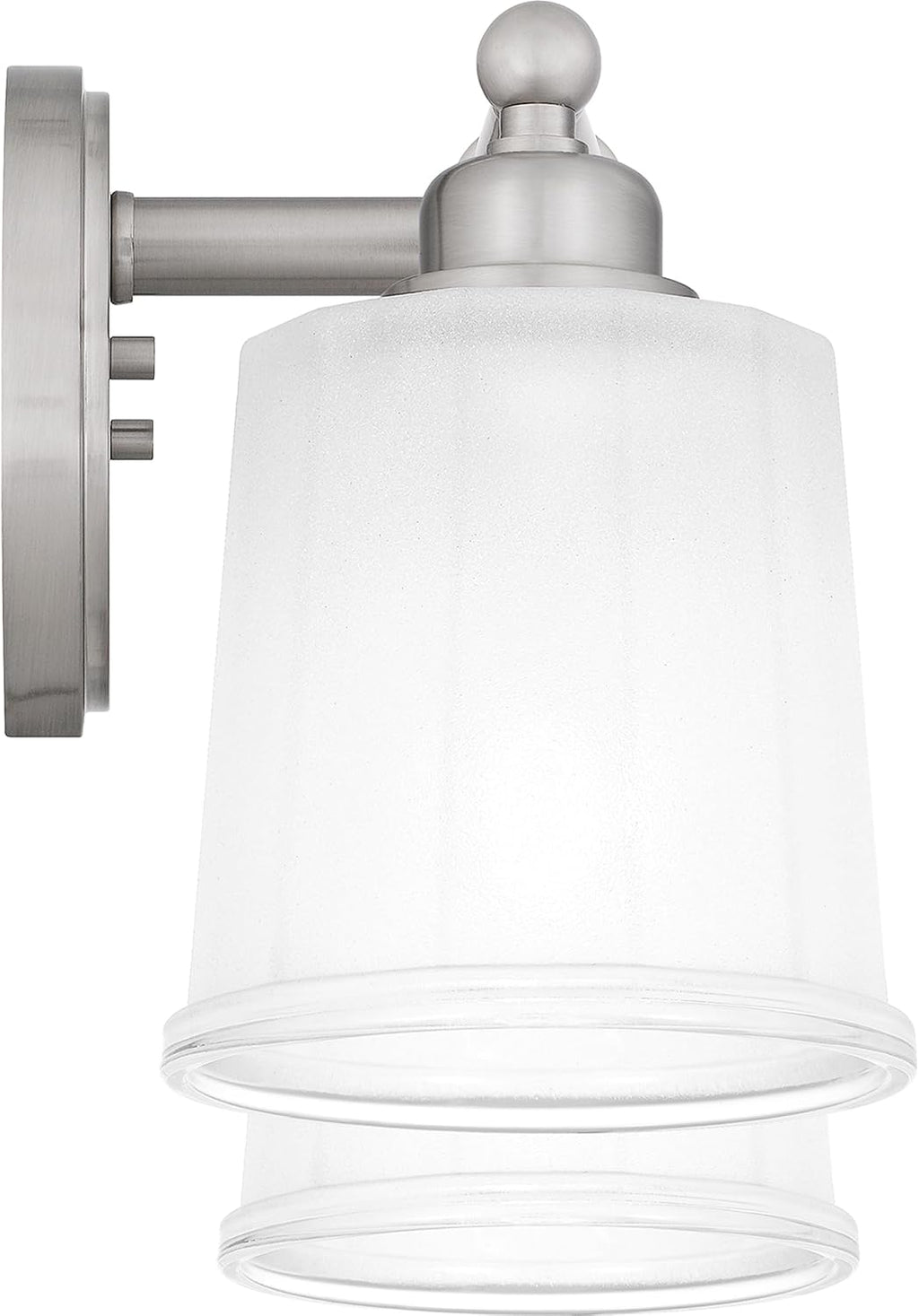 Quoizel Cecilia Bath Vanity Lights,16 Inch 2-Light Brushed Nickel Bathroom Lighting Fixtures Over Mirror, Sandblasted Ribbed Glass Shades, Wall Mount Light for Bathrooms