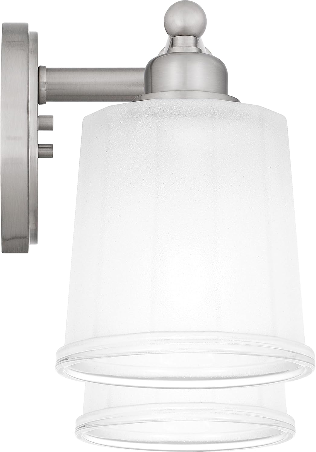 Quoizel Cecilia Bath Vanity Lights,16 Inch 2-Light Brushed Nickel Bathroom Lighting Fixtures Over Mirror, Sandblasted Ribbed Glass Shades, Wall Mount Light for Bathrooms