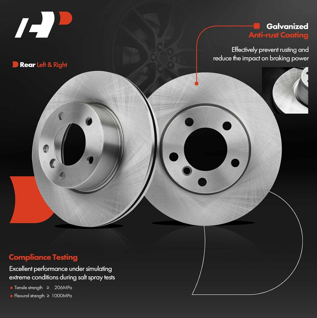 A-Premium 11.80 inch (299.8mm) Front Vented Disc Brake Rotors + Ceramic Pads Kit Compatible with Select BMW Model - 325i/325xi 2006, 328i 2007-2008, 328xi 2007, 2.5L 3.0L, 6-PC Set