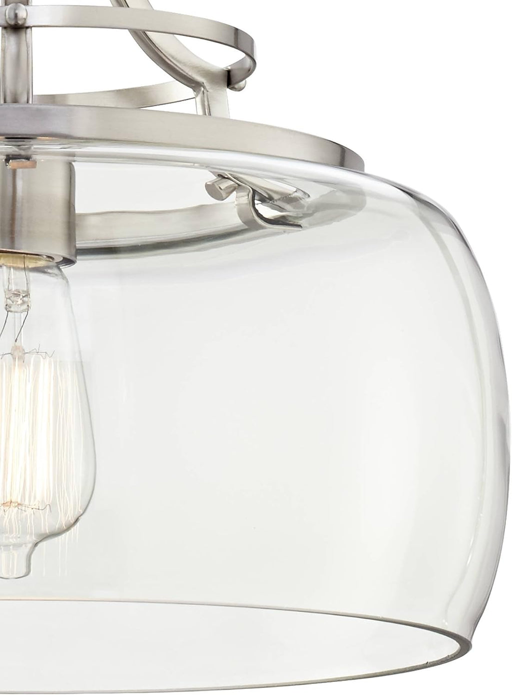 Franklin Iron Works Pendant Light Fixture - Charleston Brushed Nickel, Clear Glass, Farmhouse Pendant Light for Kitchen Islands, Living Rooms, Dining Rooms, and Bedrooms - 13 1/2' Wide, 16' High