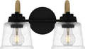Quoizel Seabreeze Bath Vanity Lights,15 Inch 1-Light Matte Black Coastal-Inspired Lighting Fixtures Over Mirror, Clear Hammered Glass, 100W, Transitional Wall Light for Bathroom, Dresser or Sink
