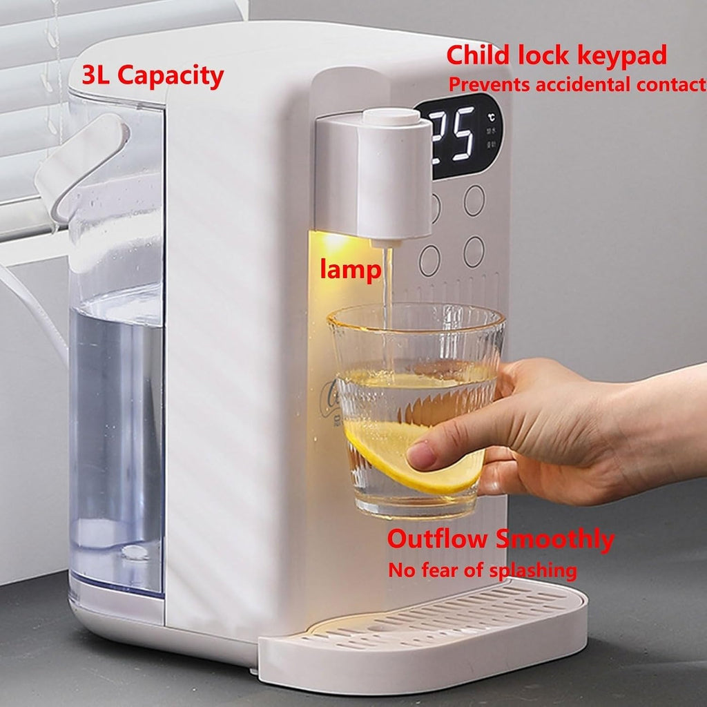 Instant Hot Water Dispenser Filter, Removable Water Tank, Desktop Water Cooler, 12 Temperature and 3 Water Volume Settings, No Installation (Color : White, Size : 9.4 * 7.2 * 11.8inch)