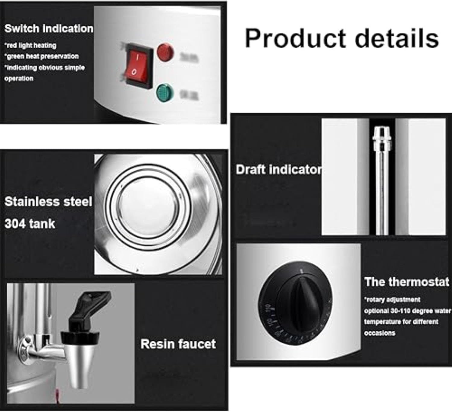 Electric Tea Urn,40L Commercial Stainless Steel Hot Water Urn Cateurn with Tap, Insulated Bucket for Coffee Water Milk,12L