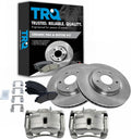 TRQ Front Ceramic Brake Pad and Rotor Set Includes Calipers Compatible with 2008-2013 Nissan Rogue 2014-2015 Nissan Rogue Select