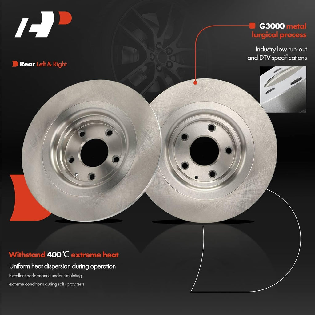 A-Premium Front Vented and Rear Solid Disc Brake Rotors + Ceramic Pads Kit Compatible with Select Mazda Models - CX9 2016-2021, 12-PC Set