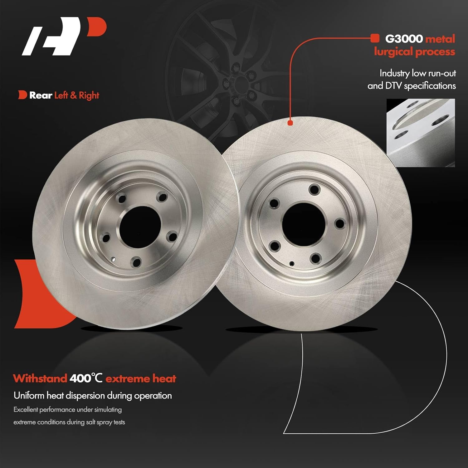 A-Premium Front Vented and Rear Solid Disc Brake Rotors + Ceramic Pads Kit Compatible with Select Mazda Models - CX9 2016-2021, 12-PC Set