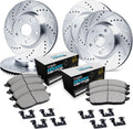 R1 Concepts Front and Rear Brake Kit Fits 2017-2024 Alfa Romeo Giulia; 2018-2025 Alfa Romeo Stelvio| Euro Ceramic Pads, Drilled Slotted Rotors| Hardware| 13.0' Front & 12.6' Rear