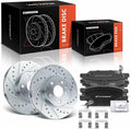 A-Premium 10.87 inch (276mm) Front Drilled and Slotted Disc Brake Rotors + Ceramic Pads Kit Compatible with Select Chevrolet Models - Cruze 2016-2019, Volt 2016-2019, Bolt EV 2017-2021, 6-PC Set