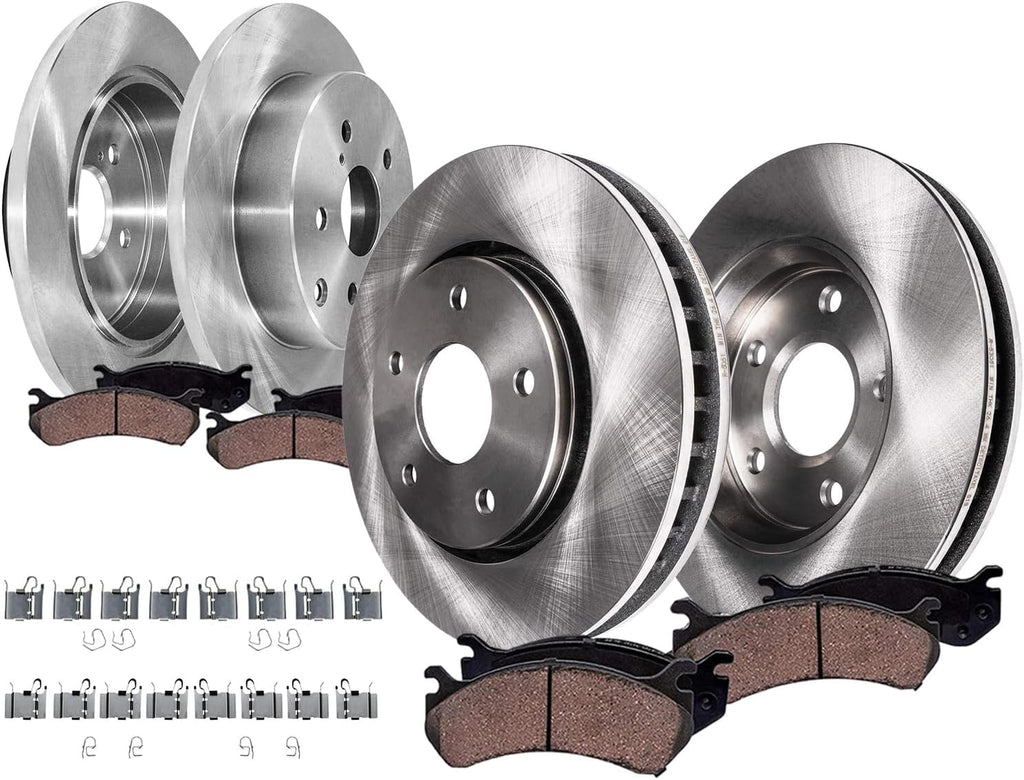 Detroit Axle - 8pc Brake Kit for Toyota 2016-2020 Mirai 11.65' inch Front and 11.42' inch Rear Disc Brake Rotors Ceramic Brakes Pads with Hardware 2017 2018 2019 Replacement